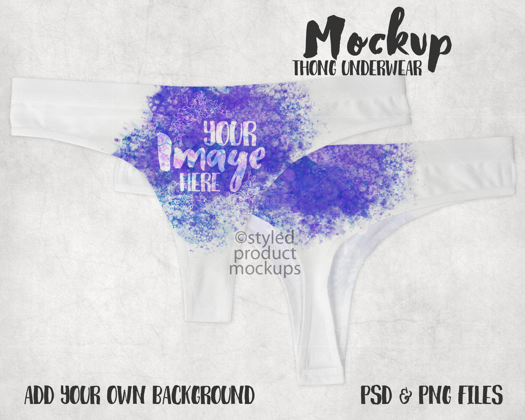 Dye Sublimation Thong Underwear Mockup Add Your Own Image and Background 