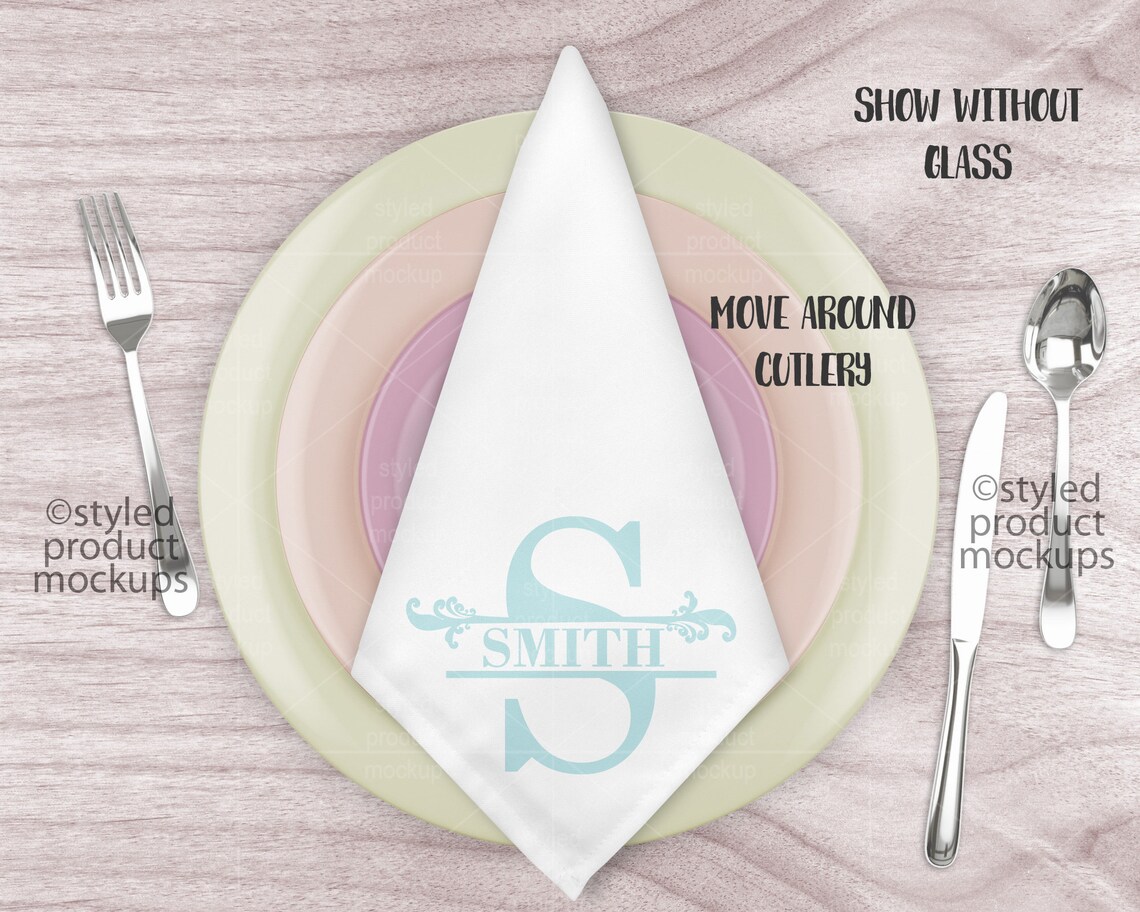 Dye Sublimation Folded Napkin on Place Setting Mockup Add Etsy