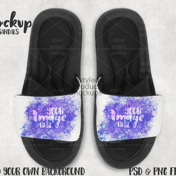 Dye sublimation slider sandals Mockup | Add your own image and background