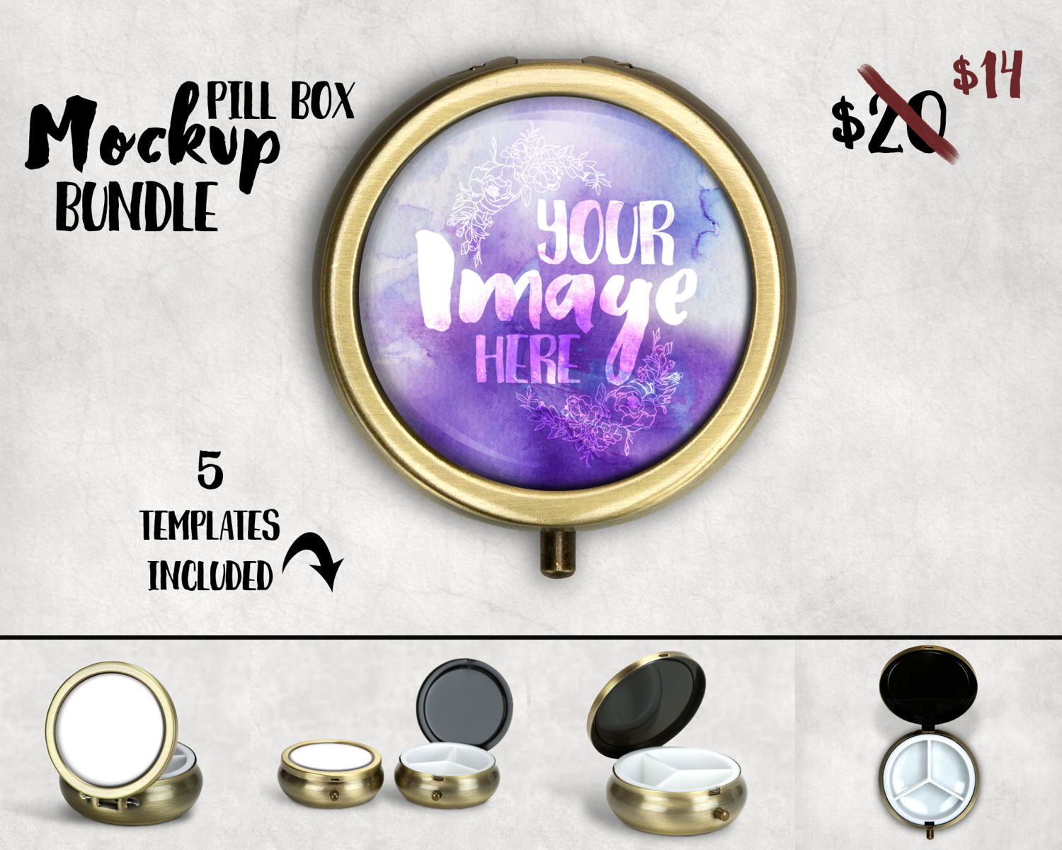 Download Bronze Round pill box mockup template Add your own | Etsy