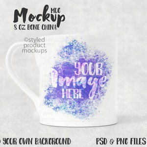 Dye sublimation 8oz bone china mug Mockup Add your own image and background image 1