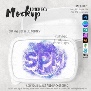 Dye sublimation plastic lunch box Mockup | Add your own image and background | Canva frame mockup