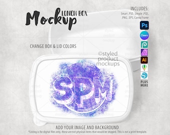 Dye sublimation plastic lunch box Mockup | Add your own image and background | Canva frame mockup