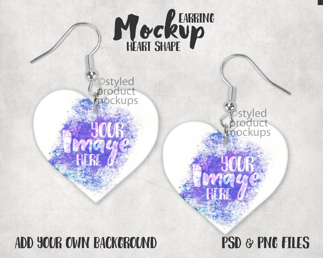 Dye Sublimation Heart Earring Mockup | Add Your Own Image and ...