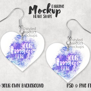 Dye sublimation heart earring Mockup | Add your own image and background