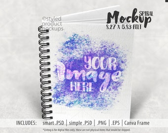 Dye sublimation large felt spiral notebook Mockup | Add your own image and background
