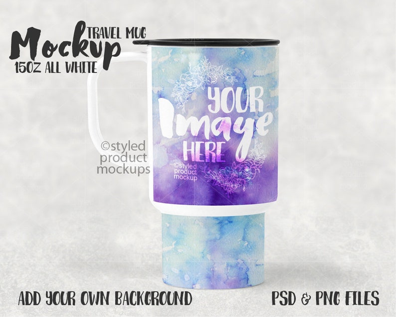 Download White 15 oz sublimation travel mug template mockup | Etsy