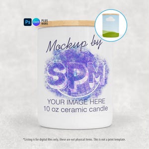 Maqueta de tarro de cerámica para velas con tapa de bambú (PSD, PNG, Canva)