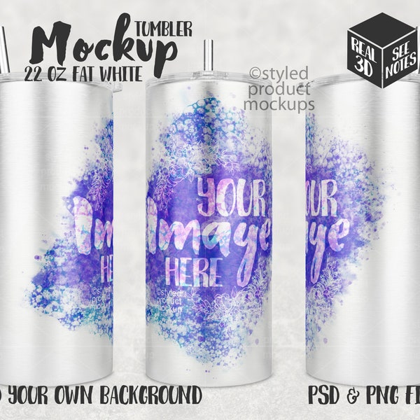 Dye sublimation 22oz fatty tumbler stainless steel Mockup | Add your own image and background