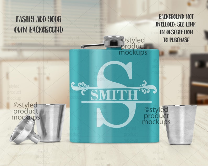 Download Dye sublimation color coated hip flask gift set mockup Add | Etsy
