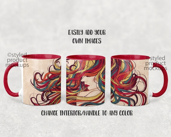 Dye Sublimation 11oz Mug With Color Accent Interior And Handle Etsy