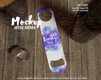 Dye sublimation pub style Bar Bottle Opener Mockup | Add your own image