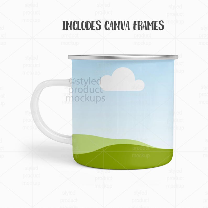 Maqueta de taza de campamento de 11 oz con sublimación de tinta / Agregue su propia imagen y fondo imagen 7