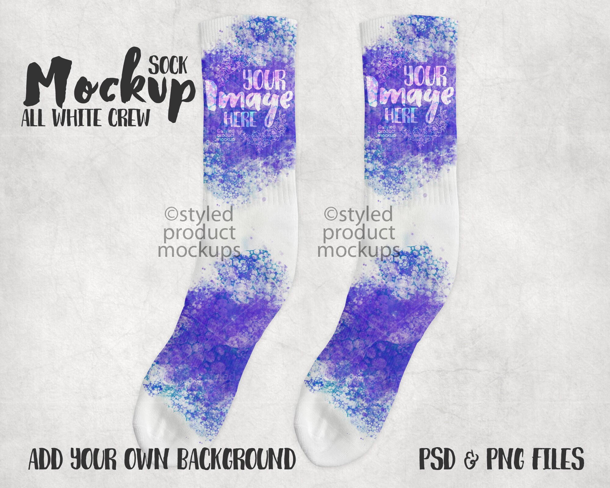 Download Dye Sublimation All White Crew Sock Mockup Add Your Own Etsy
