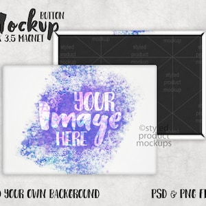 Magnet back button 2.5 x 3.5 rectangle Mockup | Add your own image and background