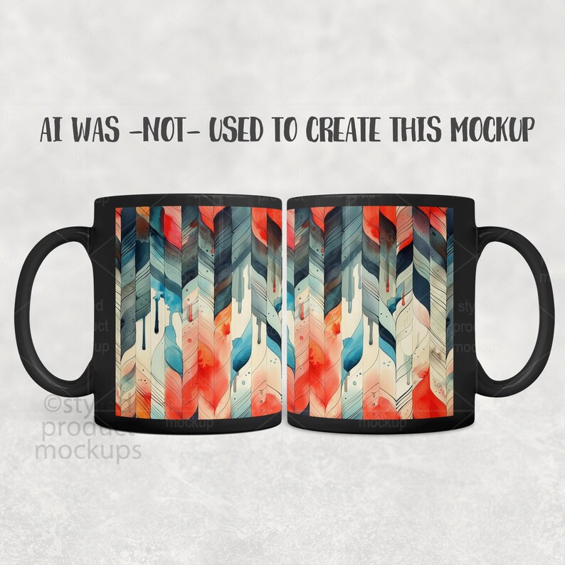 Svart muggmodellpaket | 11oz sublimeringsmugg PSD PNG Canva-ram bild 8