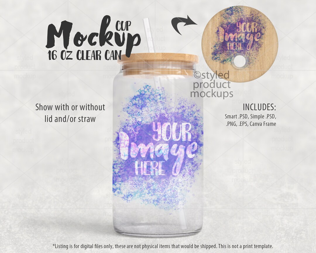 Dye Sublimation 16oz Clear Glass Soda Can Shape Cup With Bamboo Lid and ...