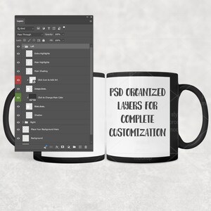 Svart muggmodellpaket | 11oz sublimeringsmugg PSD PNG Canva-ram bild 6