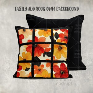 9 Panel Pillow Mockup | Dye Sublimation Pillow Mockup | Smart PSD, Canva Frame, Transparent PNG image 3