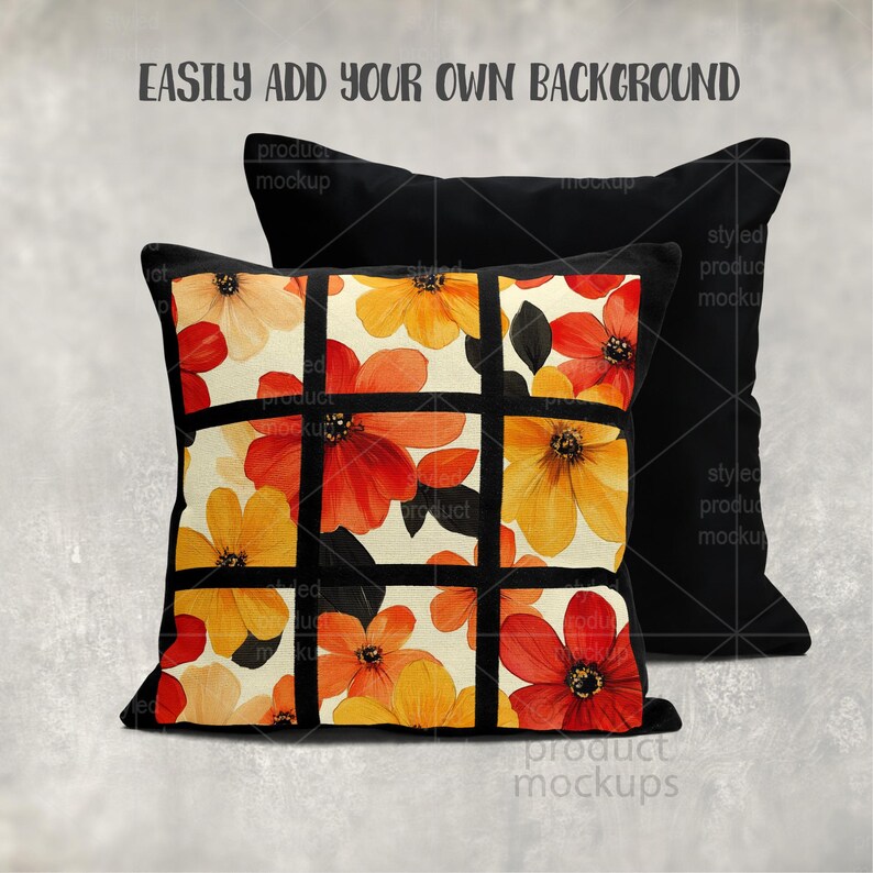 9 Panel Pillow Mockup | Dye Sublimation Pillow Mockup | Smart PSD, Canva Frame, Transparent PNG image 3
