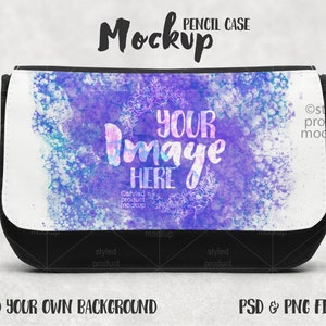 Maquette de pochette pour crayons en tissu par sublimation | Ajoutez votre propre image et votre arrière-plan