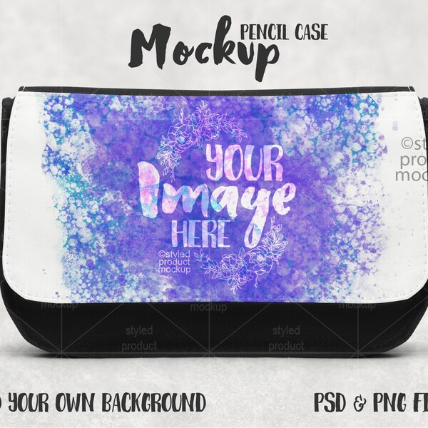 Dye sublimation fabric pencil case pouch mockup | Add your own image and background