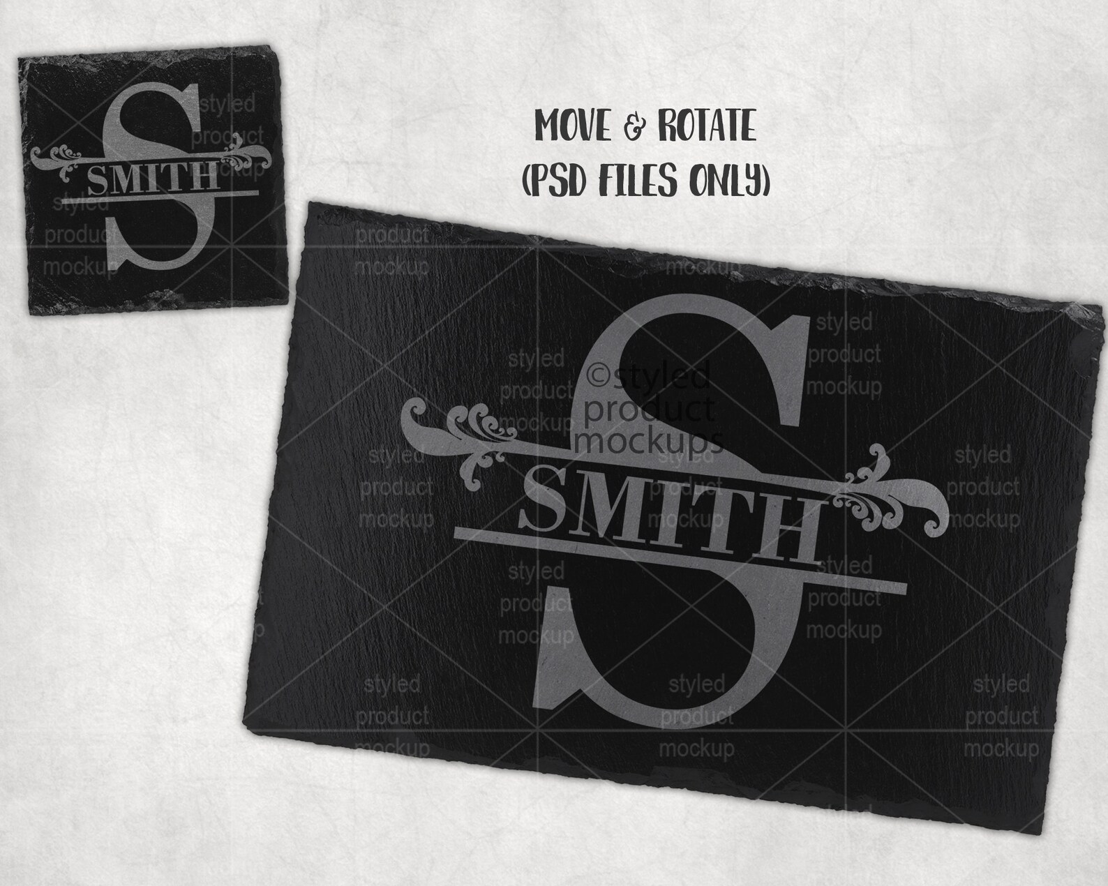 Laser Etch Slate Placemat and Square Coaster Set Mockup Add Etsy