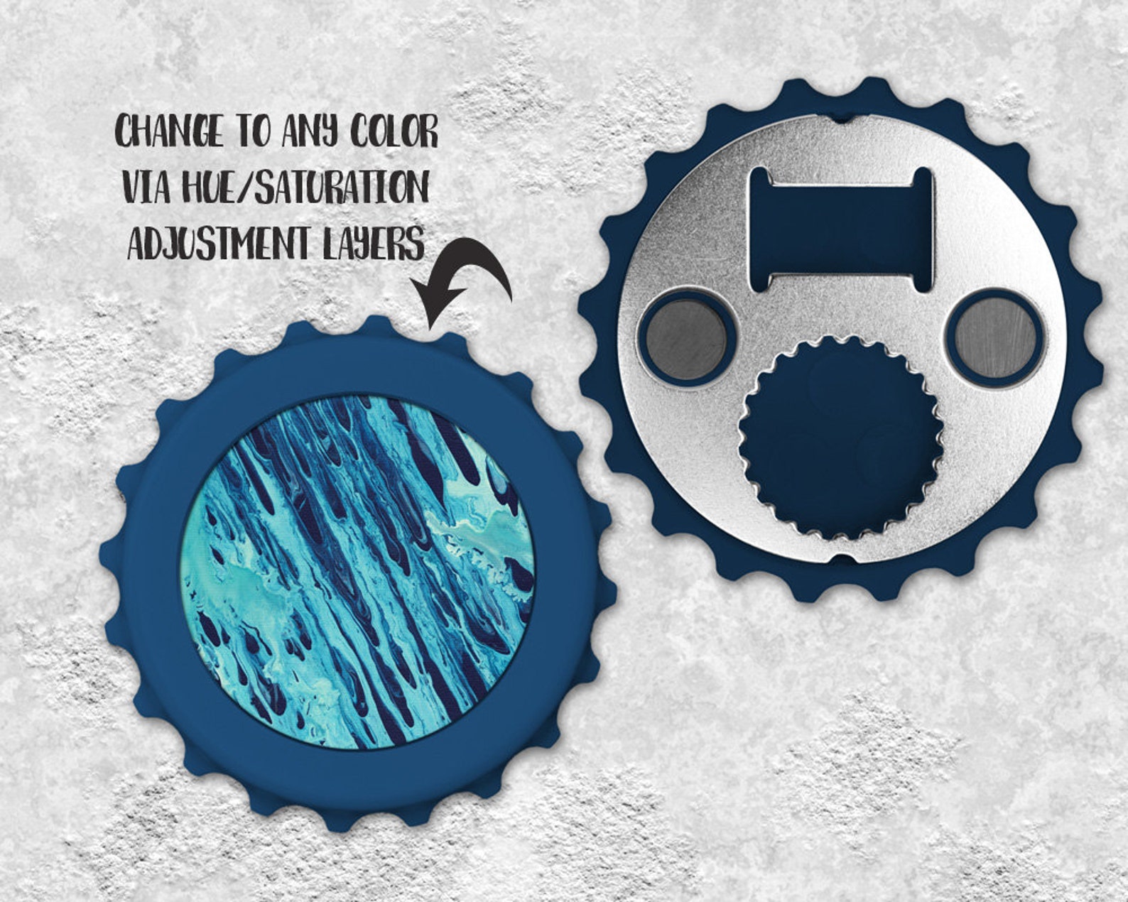 Bottle Cap Shaped Bottle Opener Mockup Template With Front and Etsy