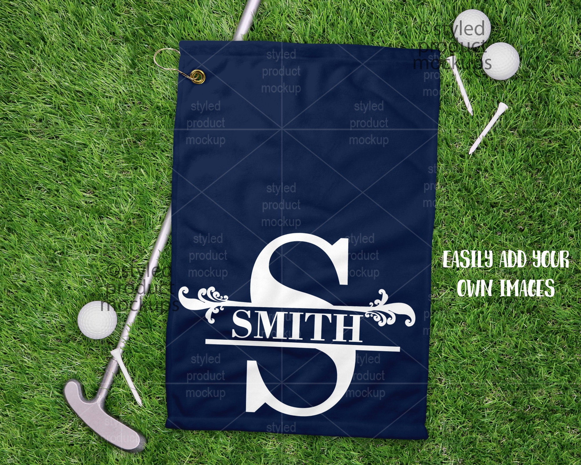 Dye Sublimation 12x18 Inch Golf Towel With Grommet Mockup Etsy