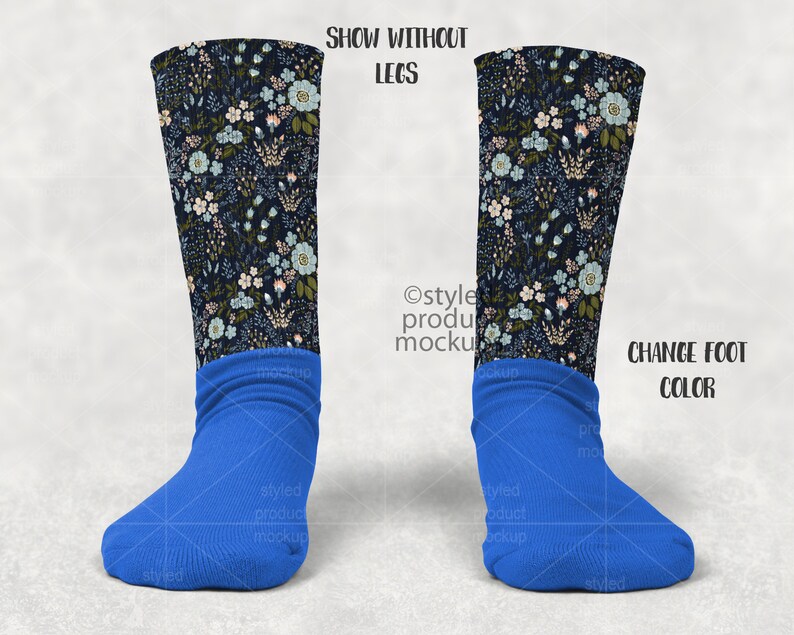Download Dye sublimation crew sock with color foot mockup Add your ...