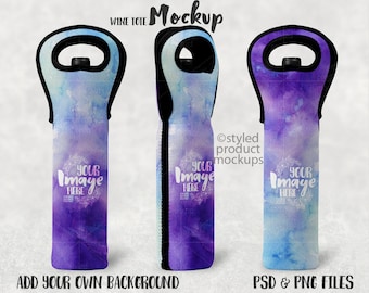 Double sided wine tote mockup template | Add your own image and background