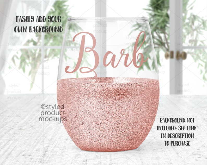 Download Stemless wine glass with glitter template mockup Add your ...