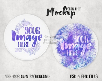 Dye sublimation poker chip Mockup | Add your own image and background