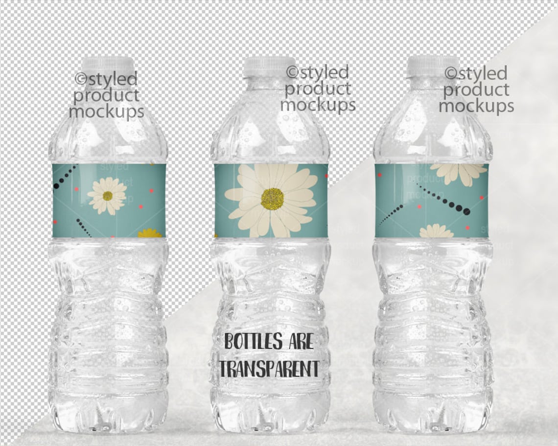 Water Bottle Label Full Wrap View Template Mockup Add Your Etsy