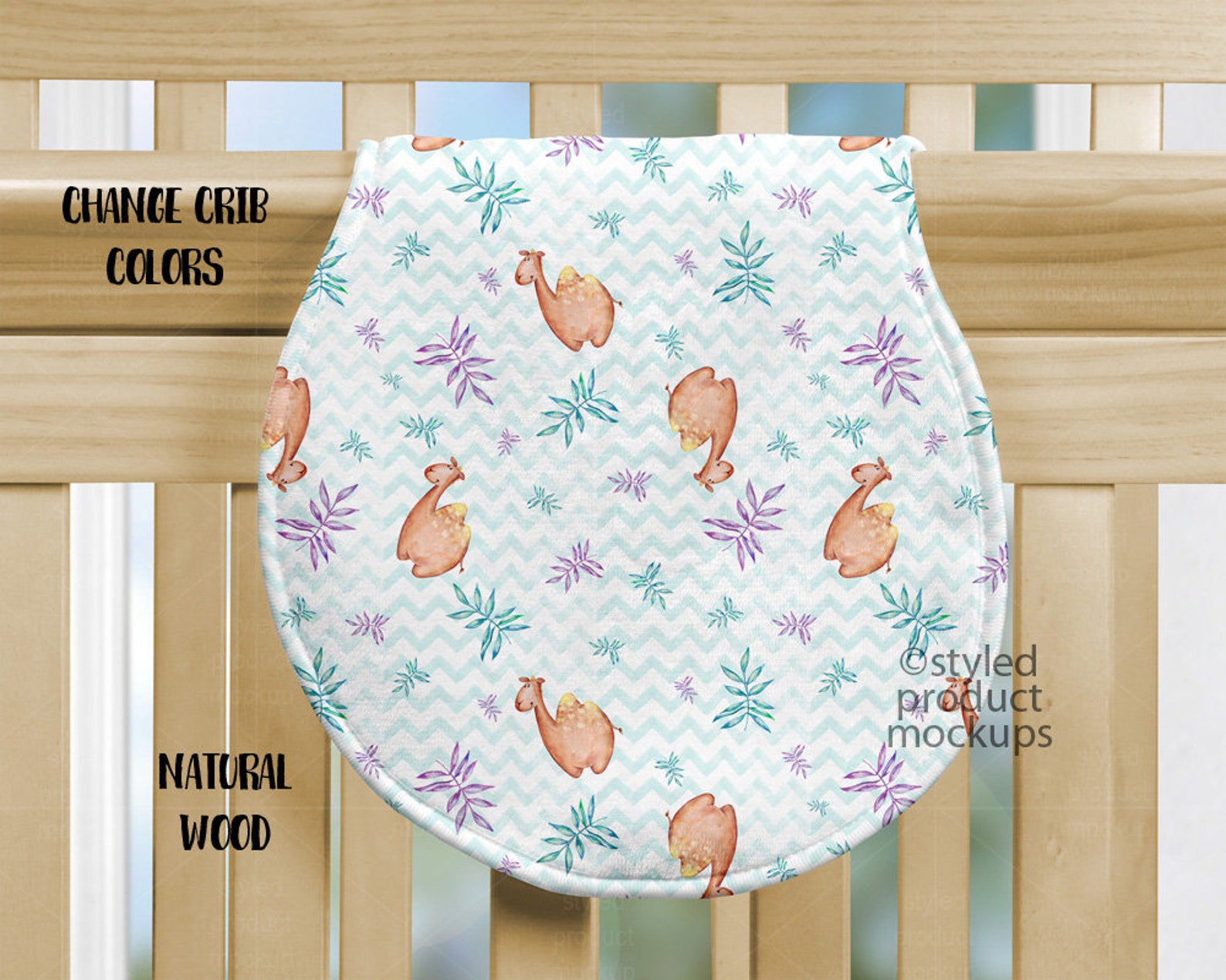 Dye Sublimation Peanut Shaped Burp Cloth on Crib Mockup Add Etsy