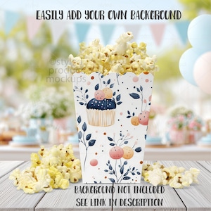 Party Favor Popcorn Box Mockup | PSD Smart Object, PNG, EPS & Canva Frame image 3