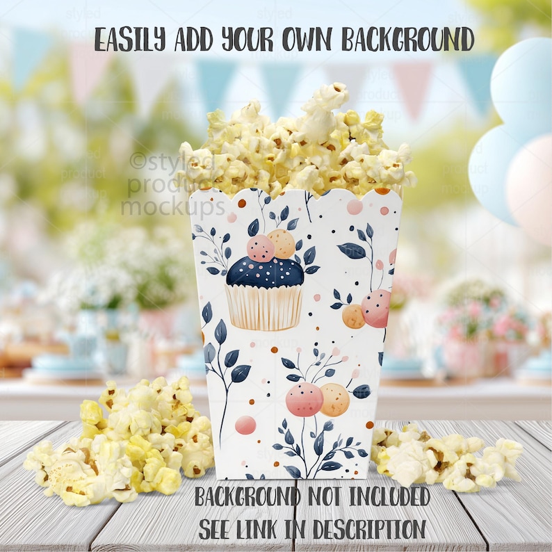 Party Favor Popcorn Box Mockup | PSD Smart Object, PNG, EPS & Canva Frame image 3
