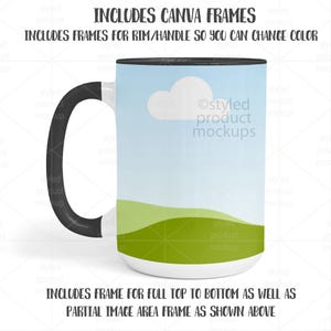 Maquette de tasse de 15 oz | Objet connecté PSD, PNG, cadre Canvas | Maquette par sublimation image 4