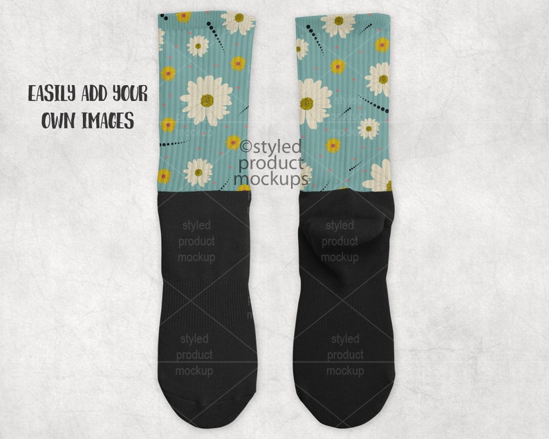 Download Dye sublimation crew sock with color foot mockup Add your ...