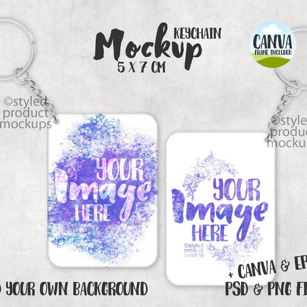 Dye sublimation 5x7 cm keychain Mockup | Add your own image and background