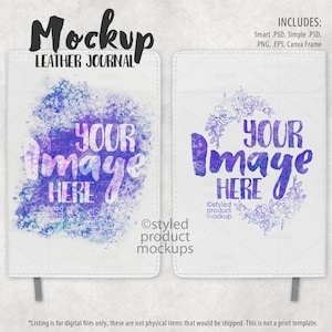 Dye sublimation leather notebook journal Mockup | Add your own image and background