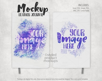 Dye sublimation leather notebook journal Mockup | Add your own image and background