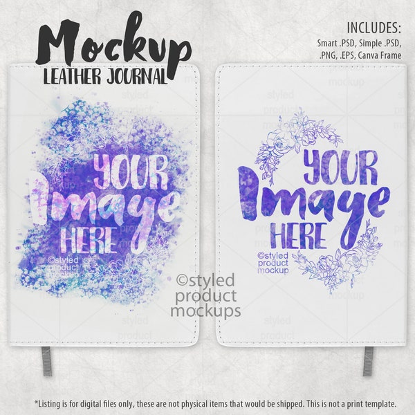 Dye sublimation leather notebook journal Mockup | Add your own image and background