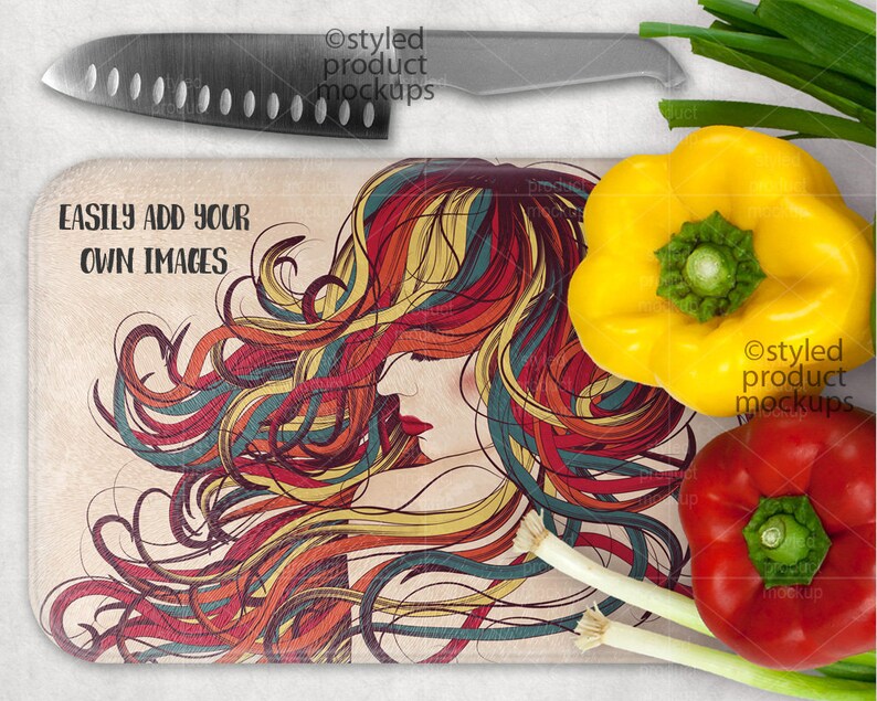 Download Rectangle cutting board mockup template | Etsy