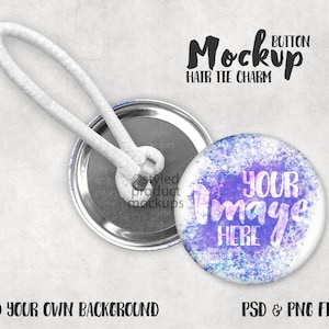 Pony Tail Button Mockup Template with Front and Back view | Button Mockup | Button Template