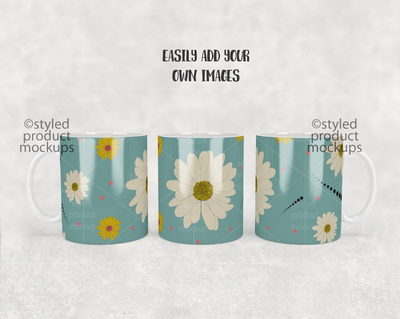 Dye Sublimation 11oz Full Wrap Coffee Mug Mockup Add Your Etsy