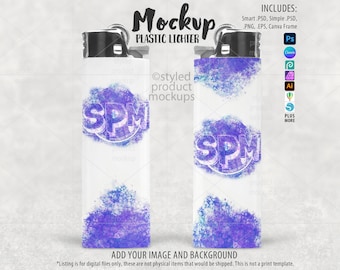 Plastic disposable lighter mockup | Add your own image and background