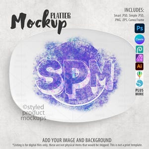 White thermosaf decoplate platter Mockup | Add your own image and background | Photoshop Smart Mockup | Canva Frame Mockup