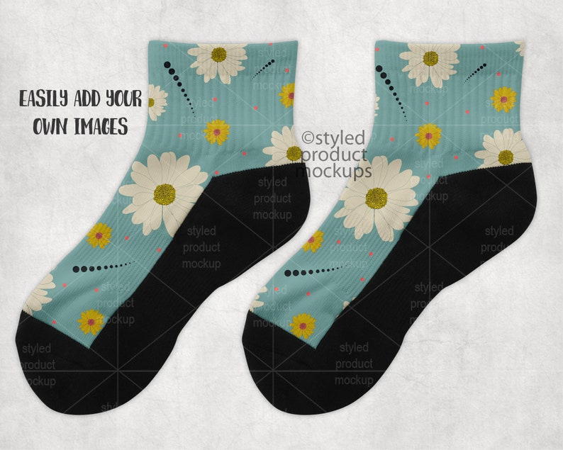 Download Dye sublimation adult ankle sock with black sole Mockup ...