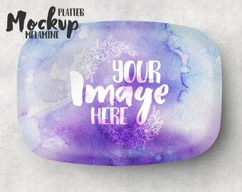 Melamine Serving Platter Mockup | Flat Lay, Personalized Design (Digital Download)